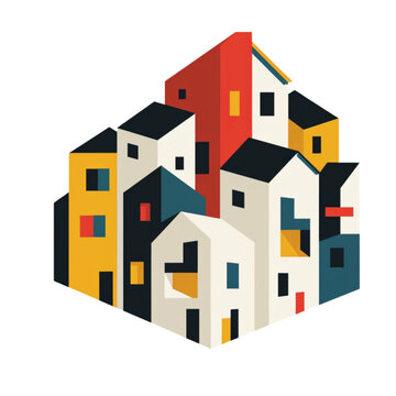 Building, clip art style, images for creating graphic works.
