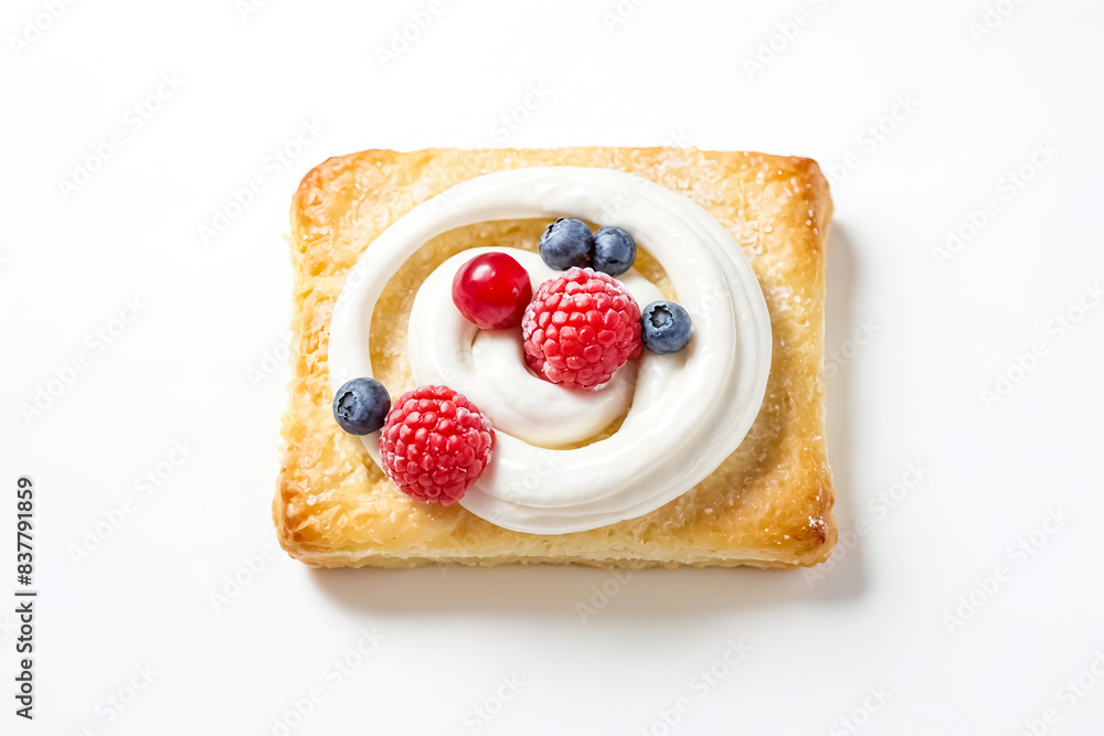 Sticker Pastry with Whipped Cream and Berries