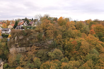 Blick in das Zentrum von Hohnstein in der Sächsischen Schweiz