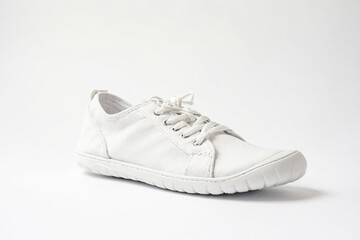 White Leather Sneaker on White Background