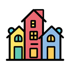 Building, clip art style, images for creating graphic works.