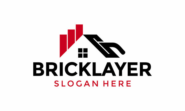Modern home plastering logo design vector. Exterior and interior house work logo with plastering trowel and house design vector