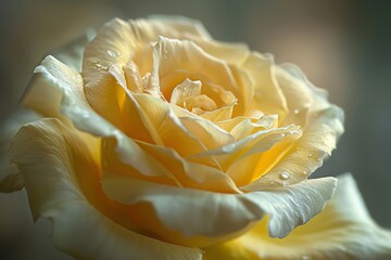 Yellow rose water droplets petals vase