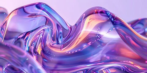 3D Render Of An Abstract Holographic Purple Sculpture