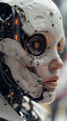 Fototapeta premium Close-up of AI-generated robot head