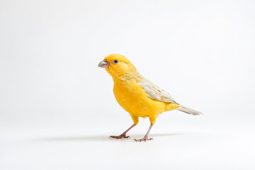 Yellow Canary Bird on White Background