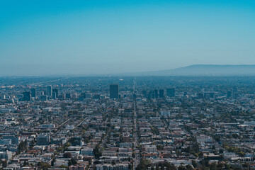 Skyline of Koreatown, Los Angeles, Griffith Observatory, California.  Normandie Avenue is one of Los Angeles County's longest north–south streets,  Griffith Observatory, Los Angeles, California