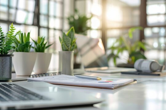 Laptop notebook desk plants