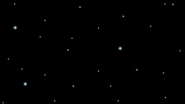 Pixel art animation of the night sky with glowing stars. Animated outer space background.