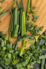 green onions on the table during cooking