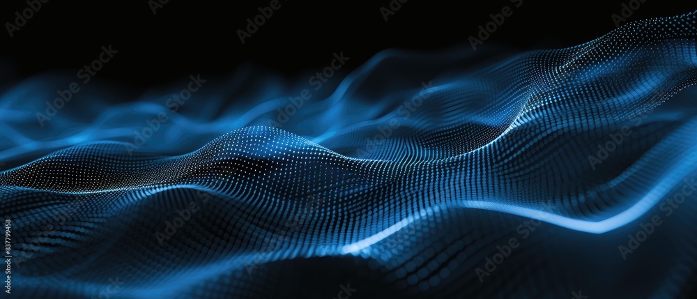 Wall mural futuristic blue waves abstract technology background - Wall murals