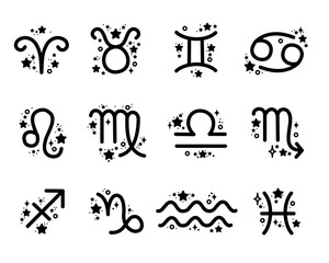 Set of vector modern style zodiac signs collection