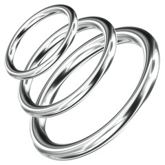 Rings Abstract 3D Y2K Silver Metallic Chrome Illustration