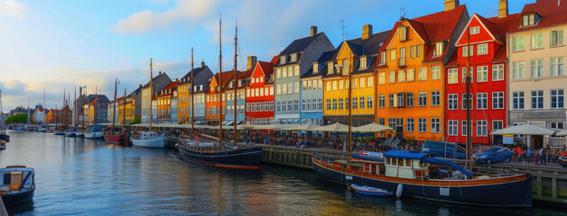 Waterfront Dining Along Colorful European Canal