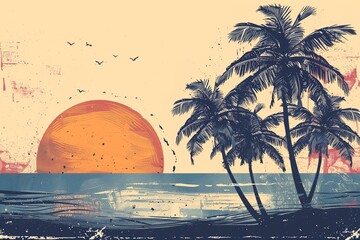 Retro-Style Palm Tree Collection: Vintage Vibe & Palm Trees