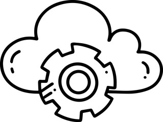gear maintenance cloud data cartoon doodle outline icon