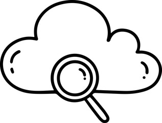 search magnifying glass cloud data cartoon doodle outline icon