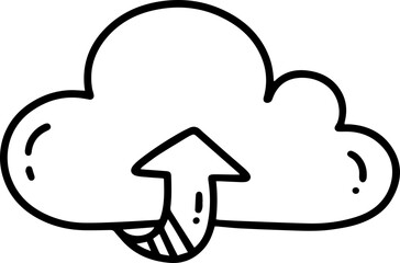 upload arrow cloud data cartoon doodle outline icon