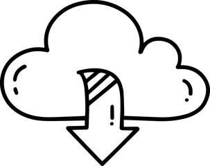 download arrow cloud data cartoon doodle outline icon