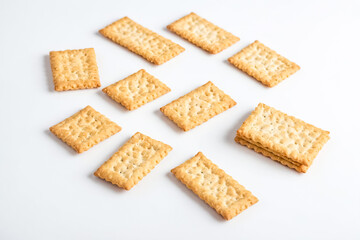 Crispy Crackers Isolated on White Background