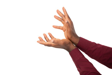 A Pair of hands holding, catching, releasing object gesture