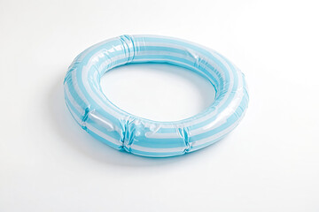 Blue and White Striped Inflatable Ring