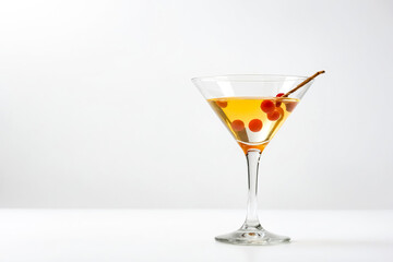 Martini with Cherries on a White Background