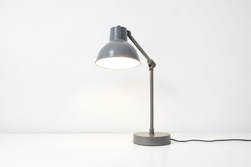Gray Desk Lamp on White Background