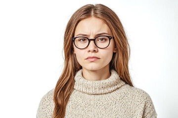 Obraz premium Portrait of a young woman with a serious expression