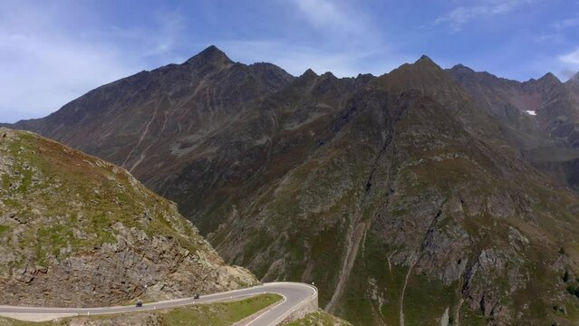 Drone shot,Passo del Rombo,South Tirol,Italy