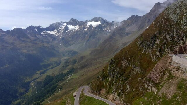 Drone shot,Passo del Rombo,South Tirol,Italy