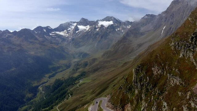 Drone shot,Passo del Rombo,South Tirol,Italy