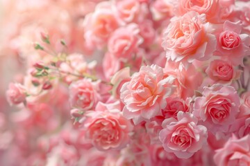 Fototapeta premium Numerous pink roses in vase