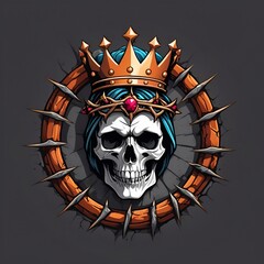 A skull logo with a crown on top of it