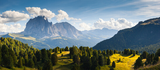 Scenic view of the famous resort Val Gardena. Dolomites, South Tyrol, Italy, Europe.