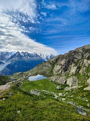 Vue sur le Mont blanc depuis le lac Blanc - Chamonix - Alpes - France