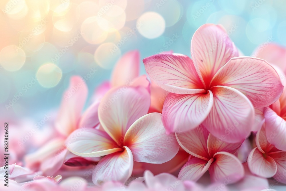 Canvas Prints multiple pink blooms resting on tabletop