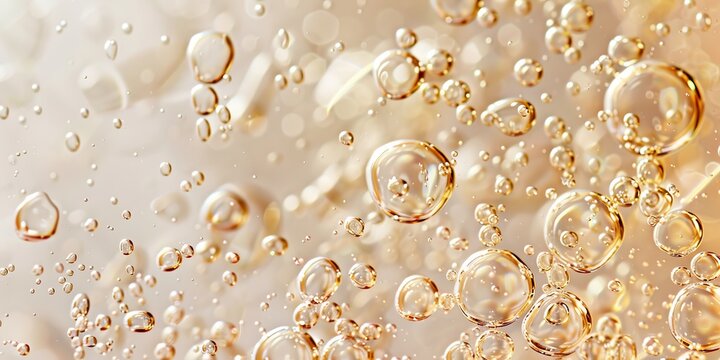 Clear collagen cosmetic gel anti aging serum oil texture isolated on white background. Hyaluronic acid skincare moisturizer product with bubbles macro