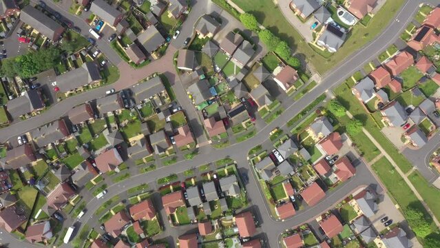Drone shot of a residential area in Lichfield, England