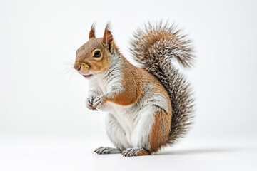 Squirrel Sitting on White Background