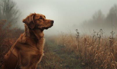Fototapeta premium dog in the fog