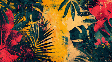 Decorative jungle motifs in a traditional and vintage textile design
