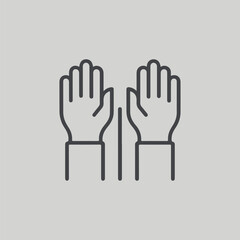 simple Hands Raised Continuous Line Icon for Volunteer, Togetherness topics