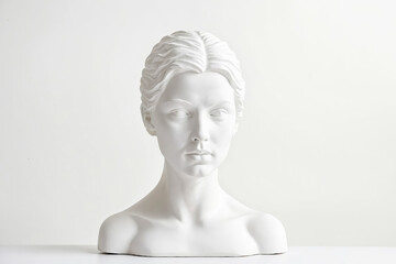 White Bust of a Woman on a White Background