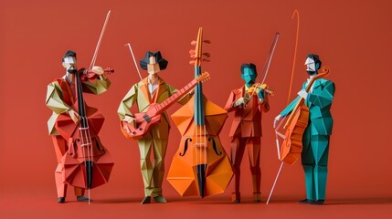 Vibrant Papercraft Music Band Showcasing Paper Craft Talent and Skill
