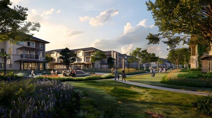 Fototapeta premium Sustainable Mixed Use Development Promoting Walkable Community Engagement