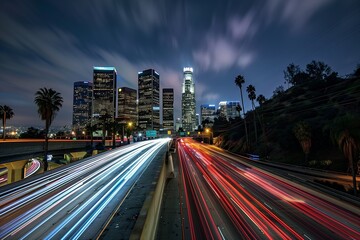 Fototapeta premium Los Angeles Cityscape: Iconic Skyline Views & Landmarks