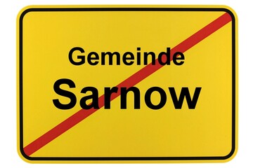 Illustration eines Ortsschildes der Gemeinde Sarnow in Mecklenburg-Vorpommern