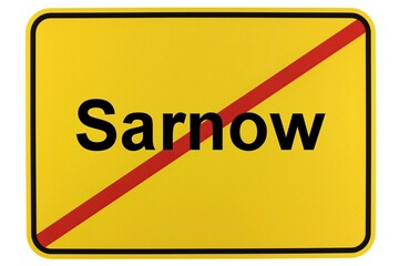 Illustration eines Ortsschildes der Gemeinde Sarnow in Mecklenburg-Vorpommern