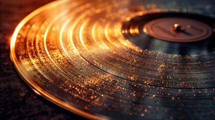 a vinyl golden and black record closeup, Golden Record Awards ceremony poster